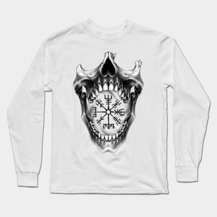 Nordic skull with vegvisir Long Sleeve T-Shirt